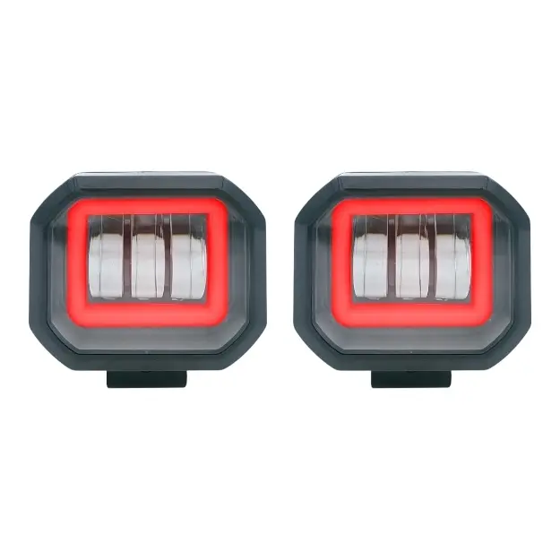 Faro LED cuadrado de 30W con arillo rojo