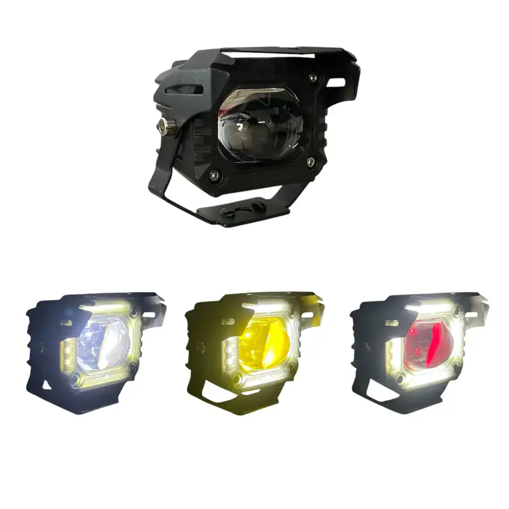 Faro LED Raptor bicolor (blanco/ámbar) con cuartos rojo