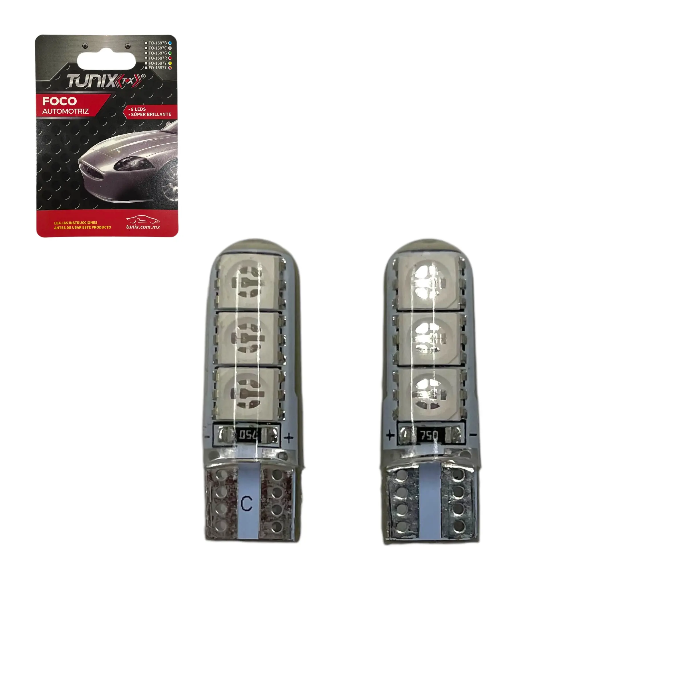 Foco de pellizco con 6 LED 5050 (azul, blanco y rojo) · Rojo