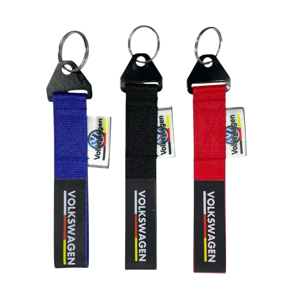 Llavero de tirón VW lineas amarillas (azul, negro y rojo) · Negro