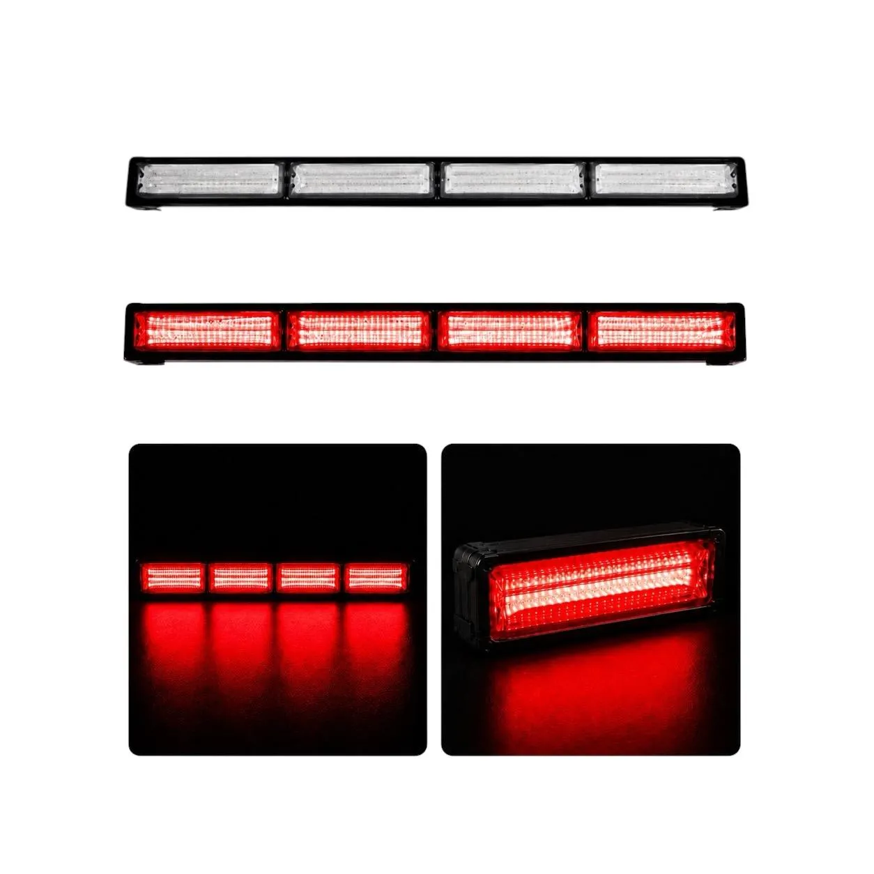 Barra LED roja de 4 paneles cob con funciones