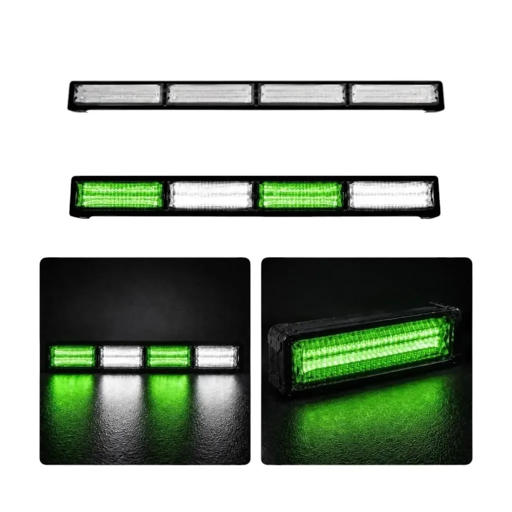 Barra LED blanco/verde de 4 paneles cob con funciones