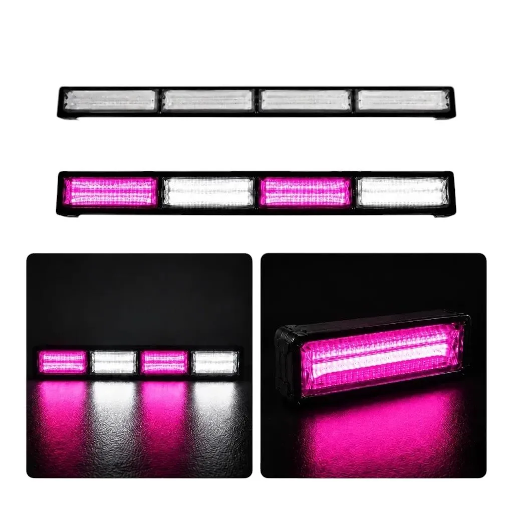 Barra LED blanco/rosa de 4 paneles cob con funciones