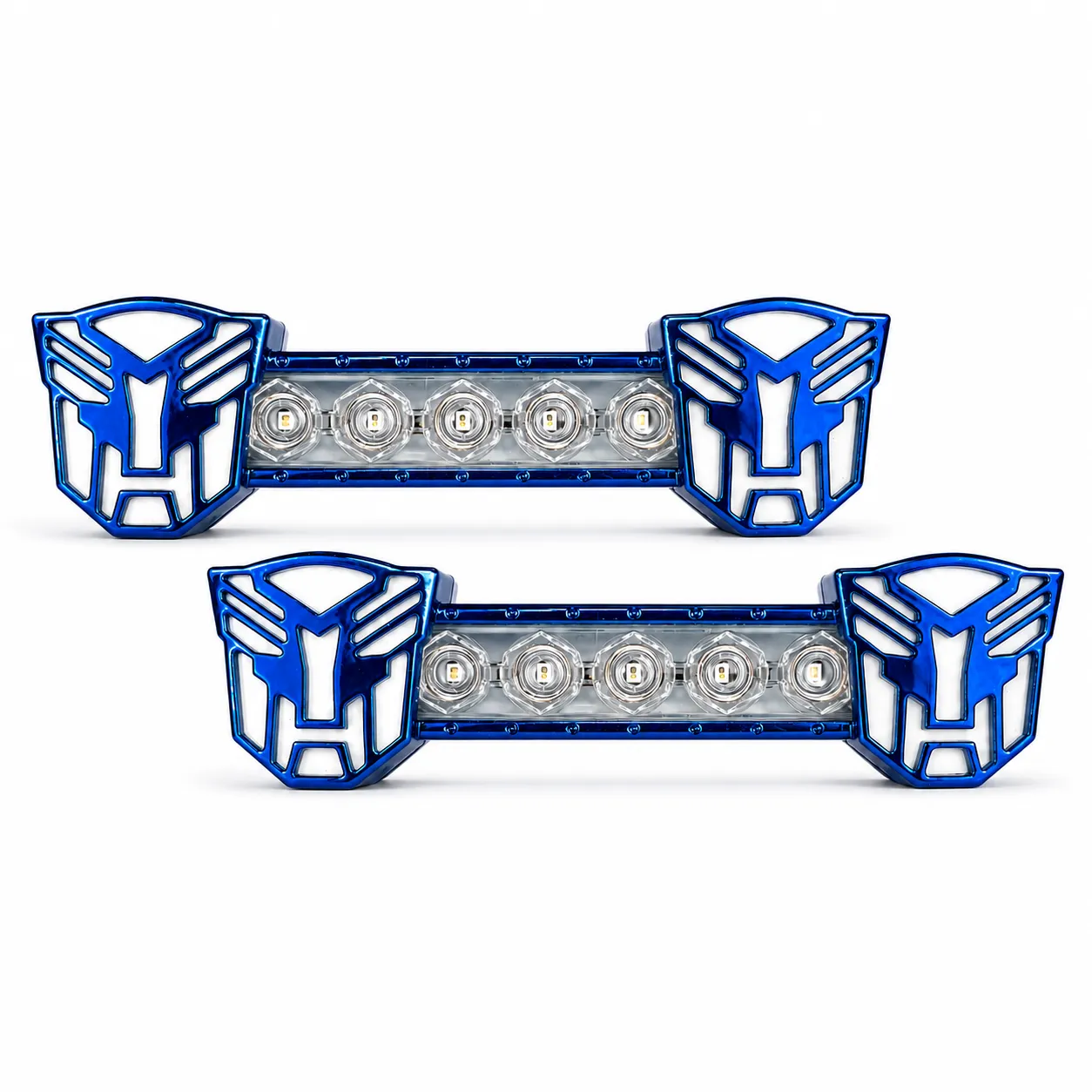 Barra LED azul decorativa tipo robot con carcaza de color función estrobo