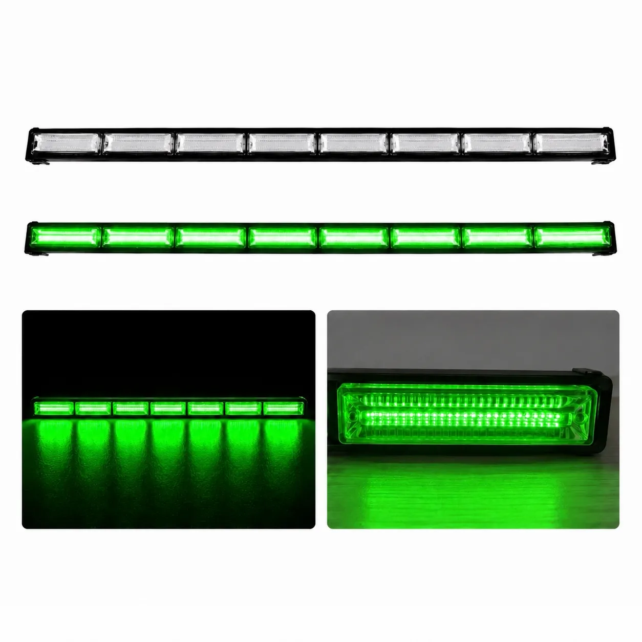 Barra LED verde de 8 paneles cob con funciones