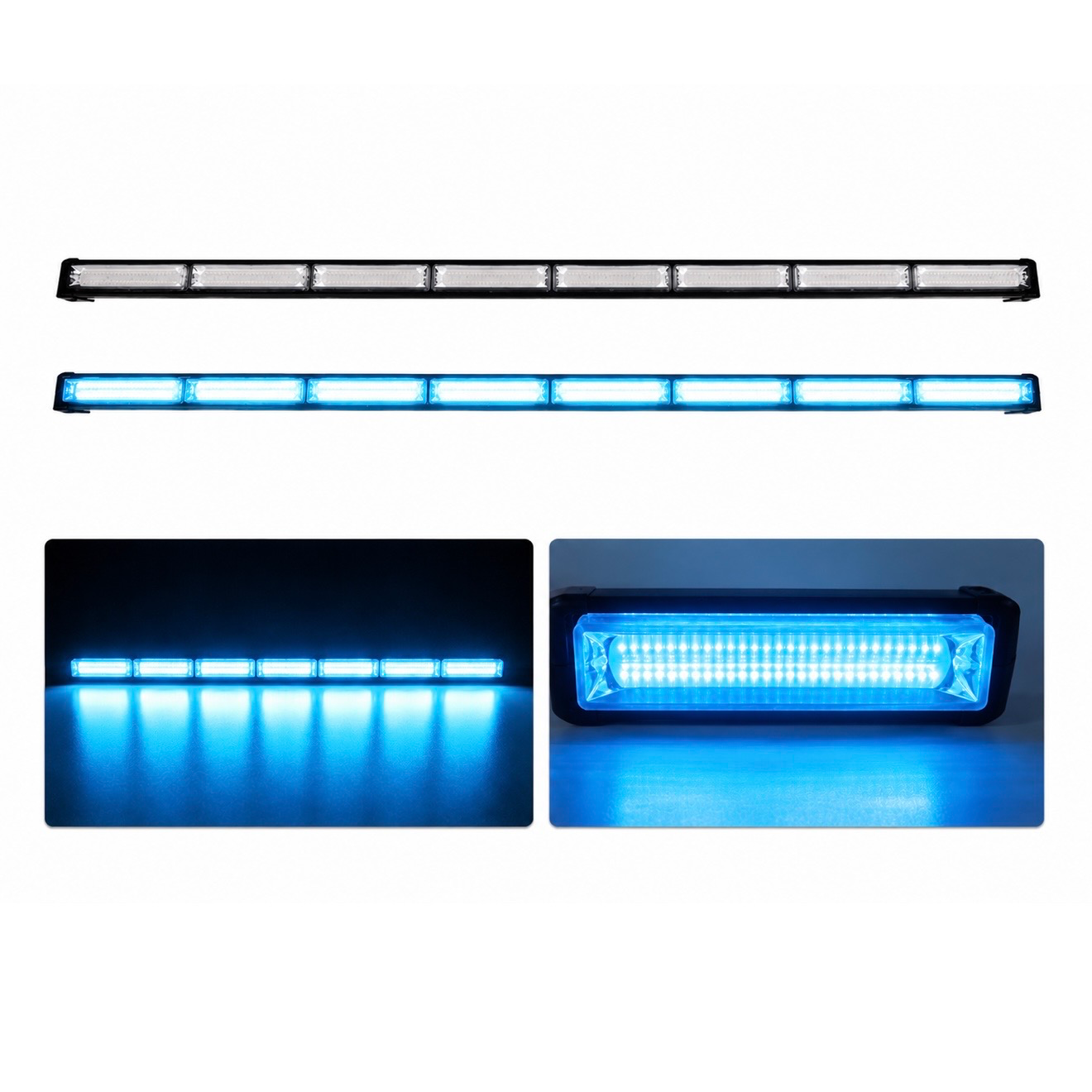 Barra LED azul hielo de 8 paneles cob con funciones
