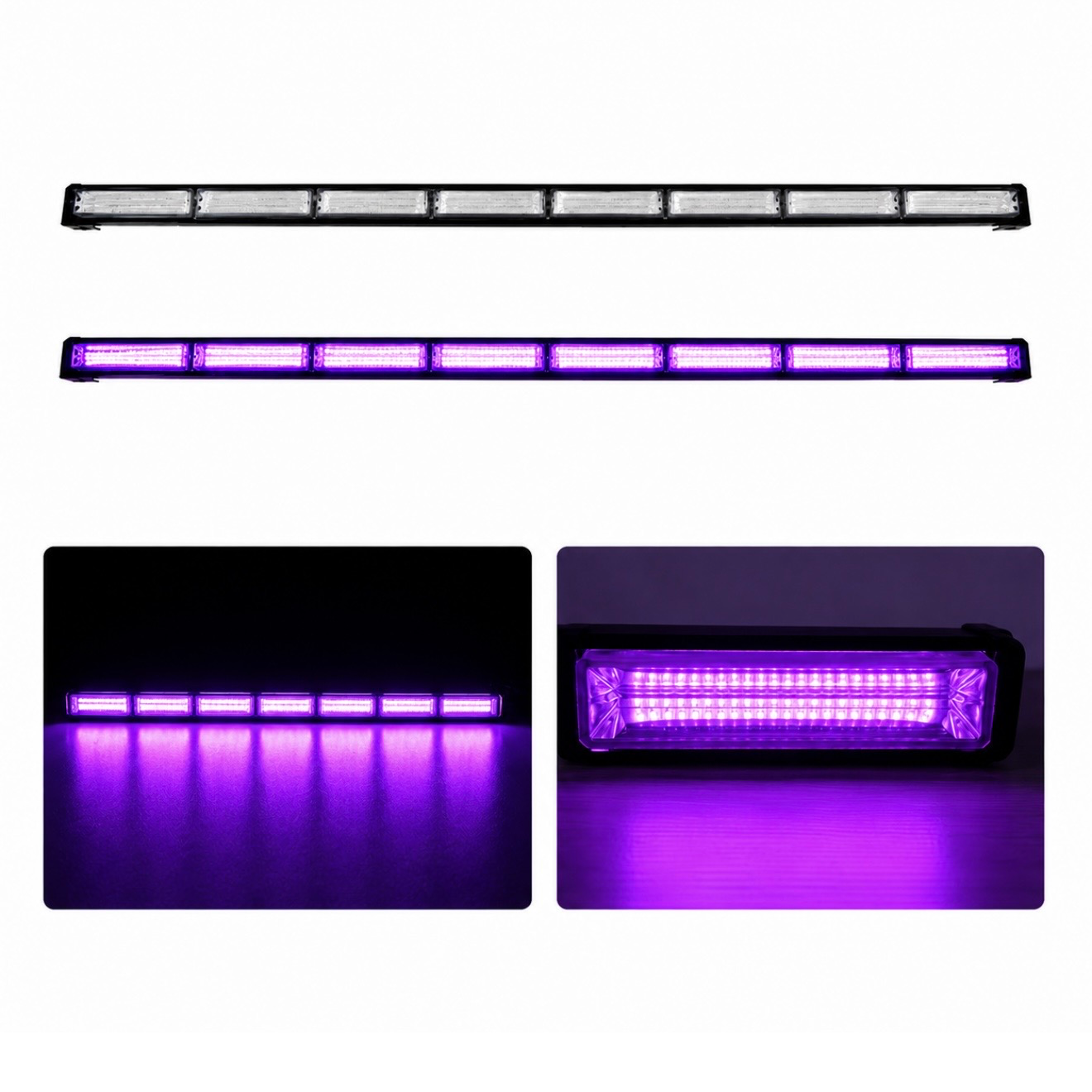 Barra LED morada de 8 paneles cob con funciones