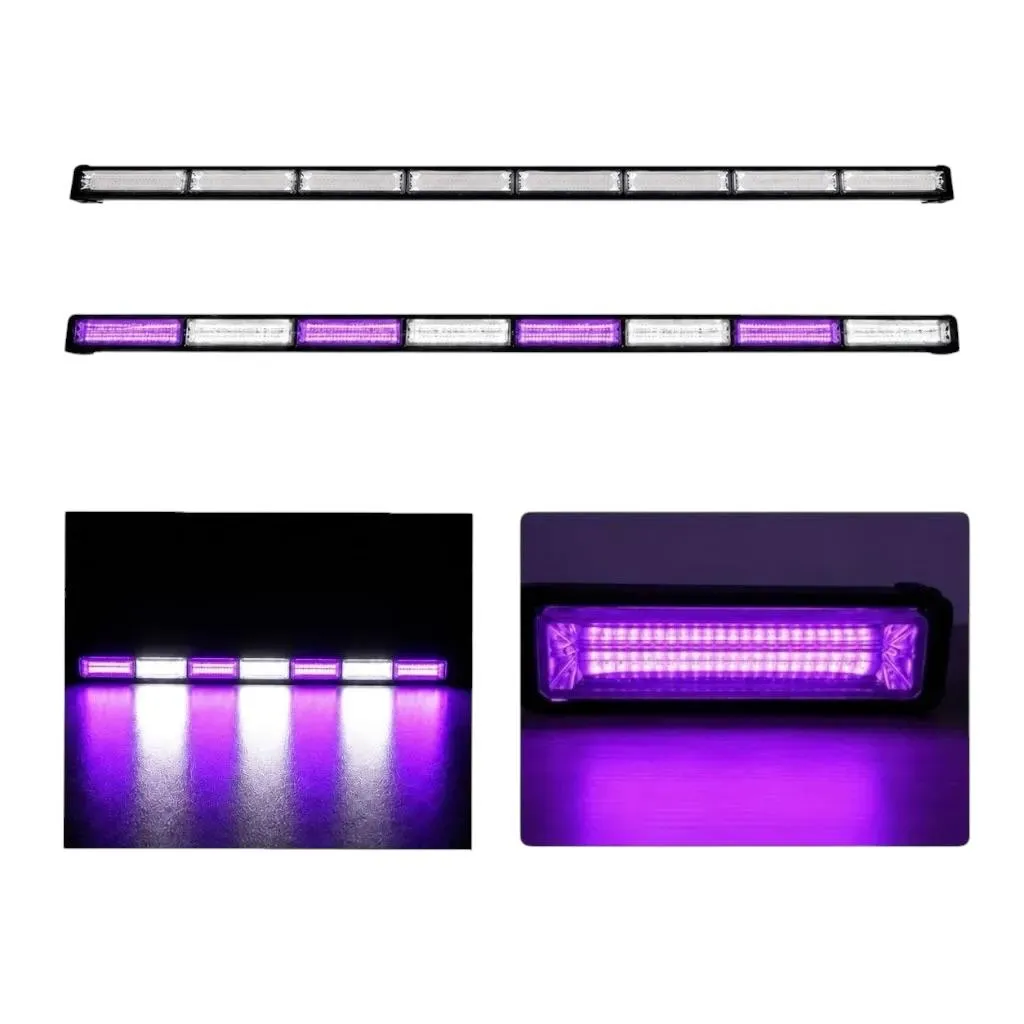 Barra LED blanca/morada de 8 paneles cob con funciones