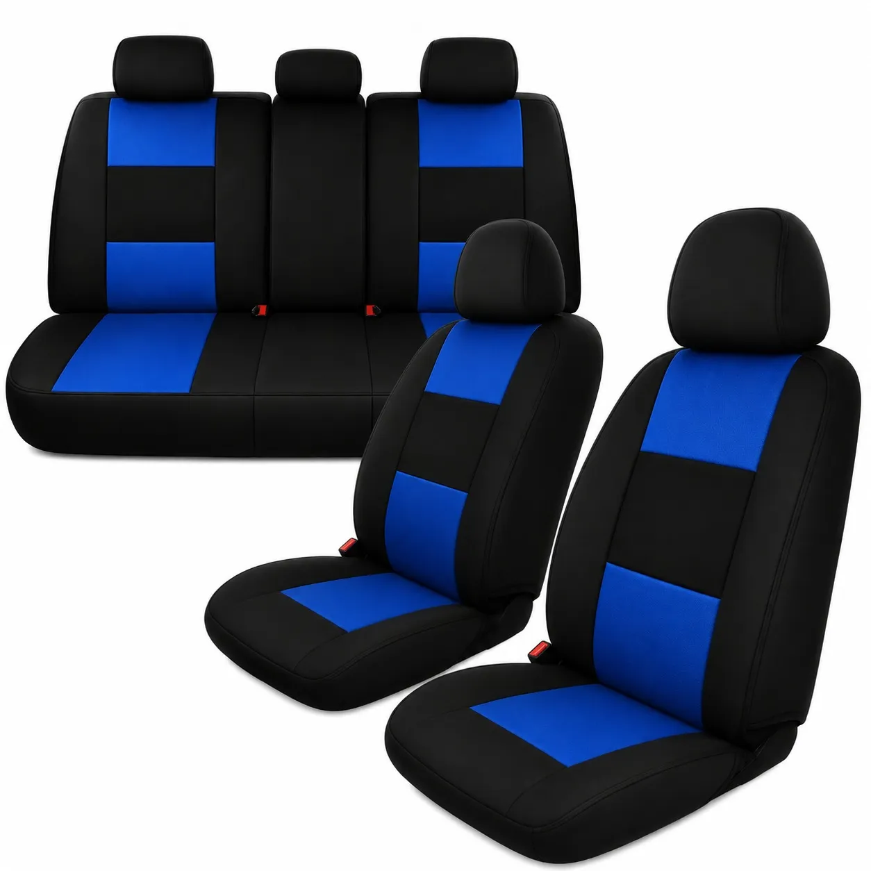 Cubre asiento azul cabecera separada (Juego completo, delanteros y traseros)