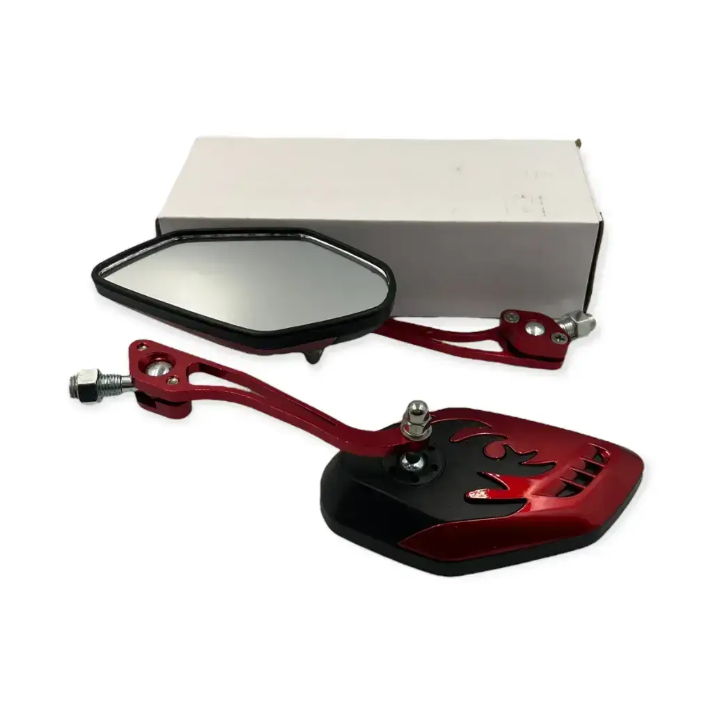 Espejo rojo para moto universal tipo flamas