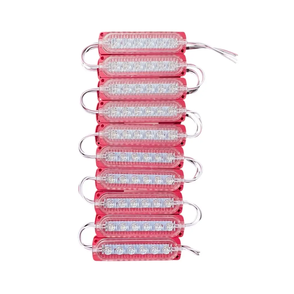 Modulo rojo de 6 LED con cristal y lupas tira de 20 piezas