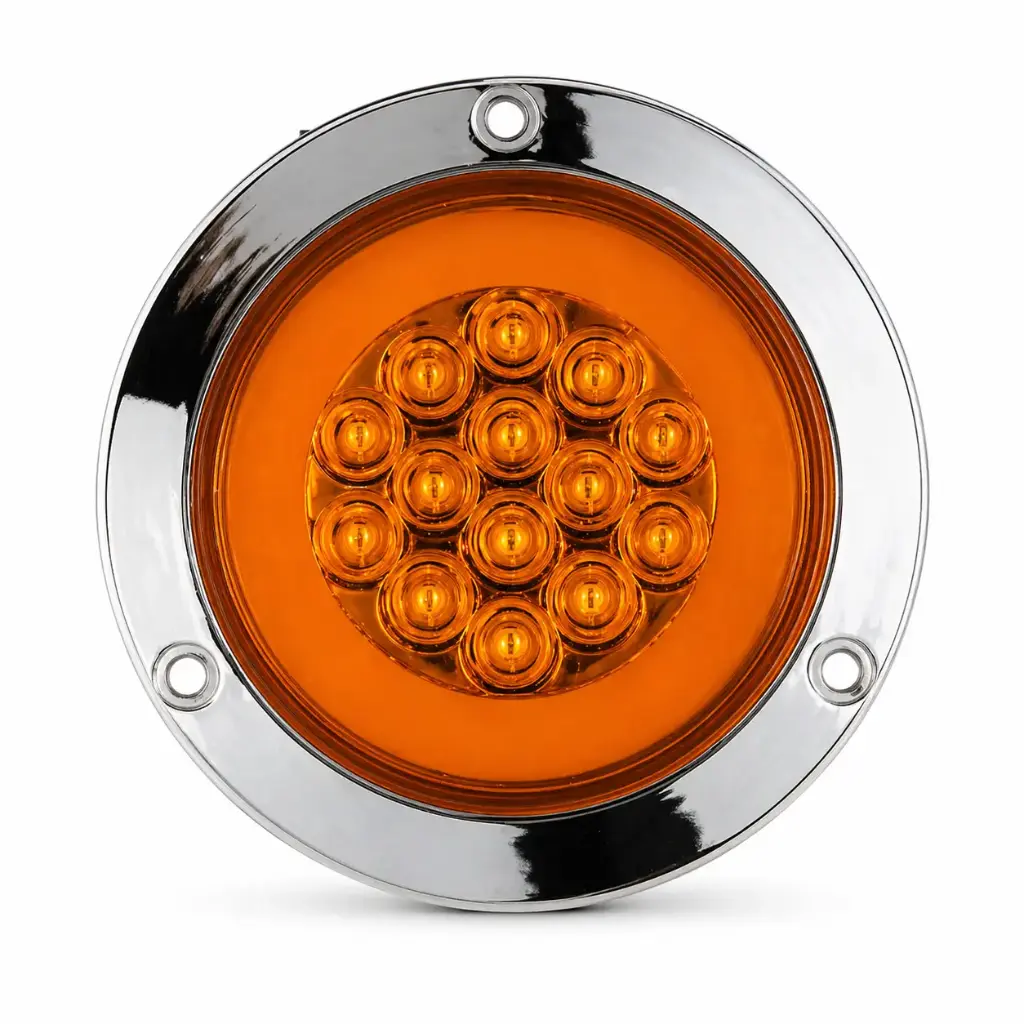 Plafón multivoltaje ámbar redondo con 14 LED y GLO