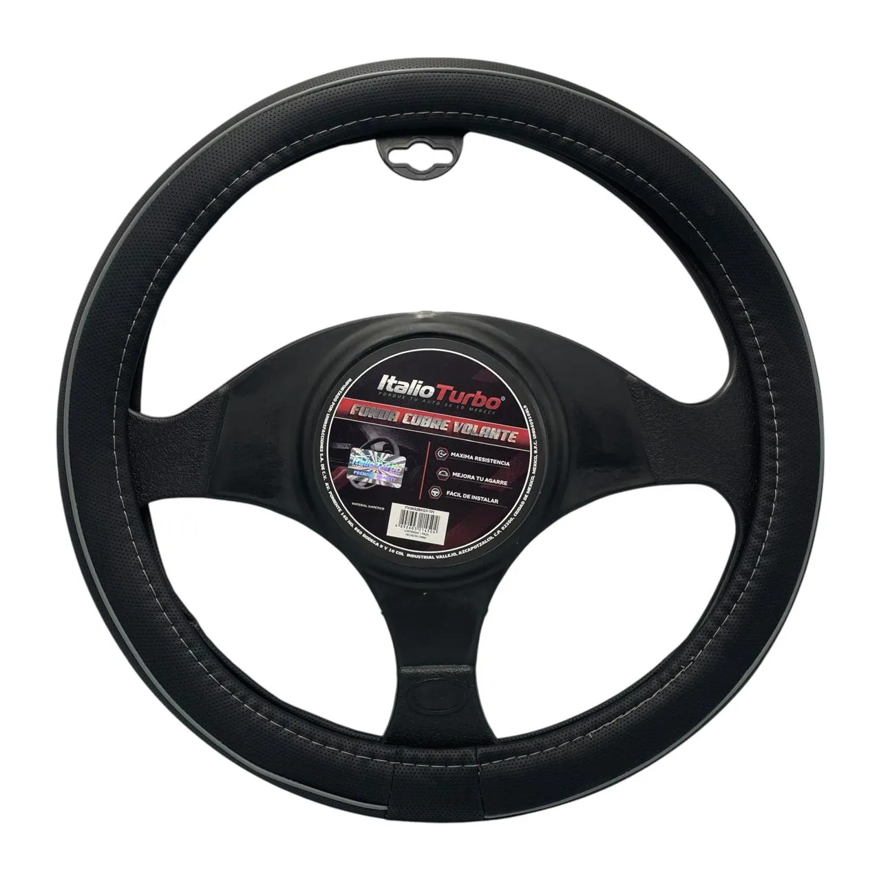 Funda cubrevolante de vinipiel con filo gris