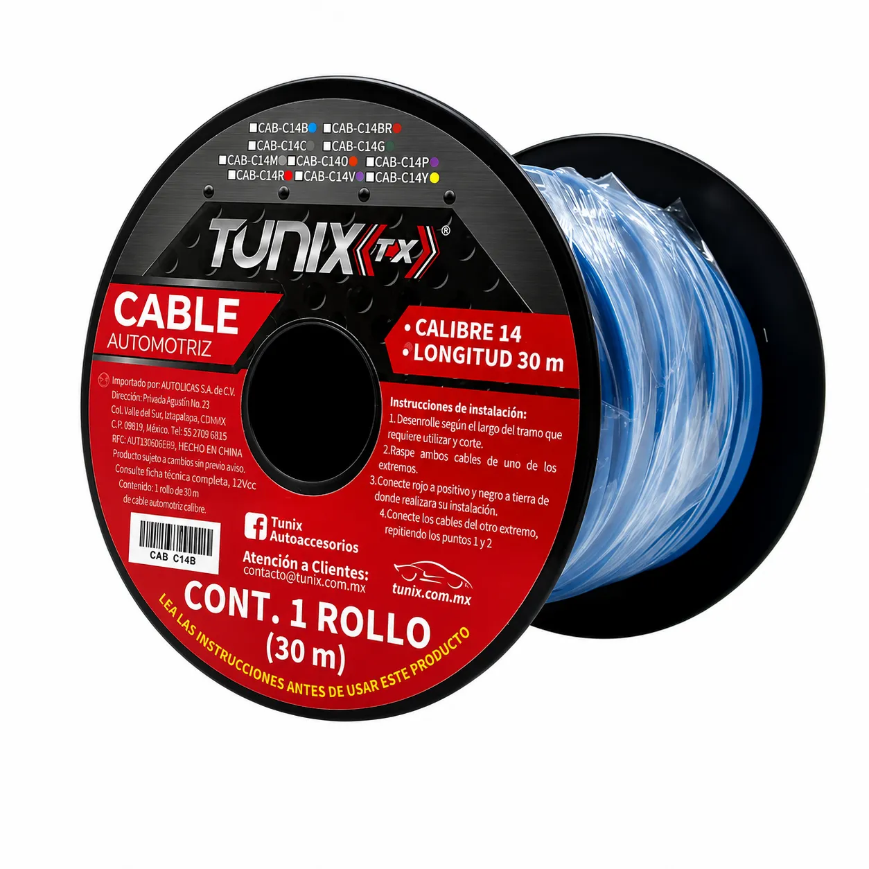 Cable de instalación calibre 14 azul