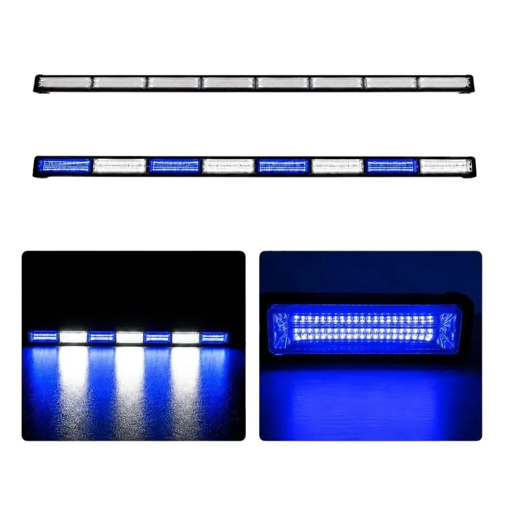 Barra LED blanco/azul de 8 paneles cob con funciones