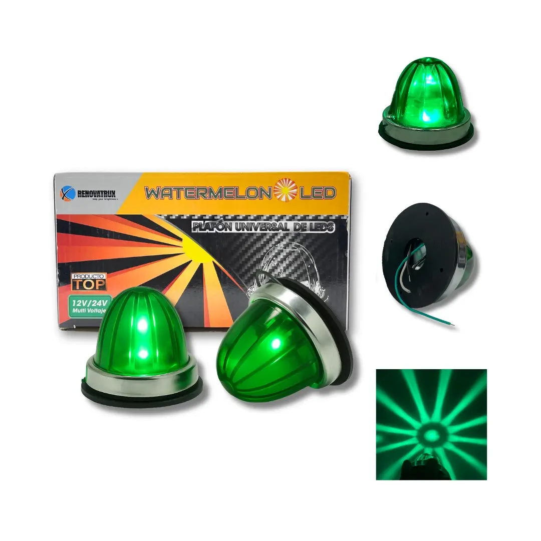Plafón verde watermelon con LED vidrio