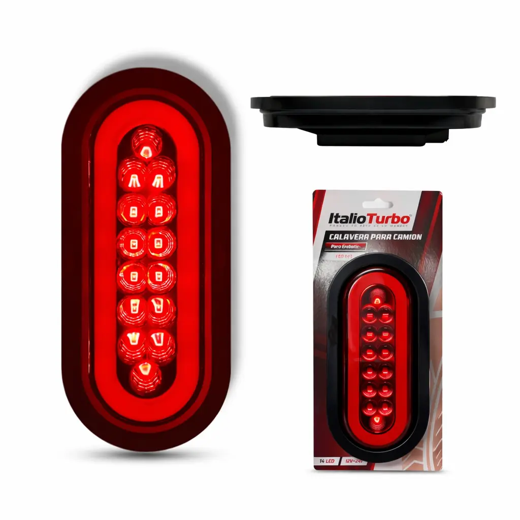 Plafón LED rojo ovalado para embutir