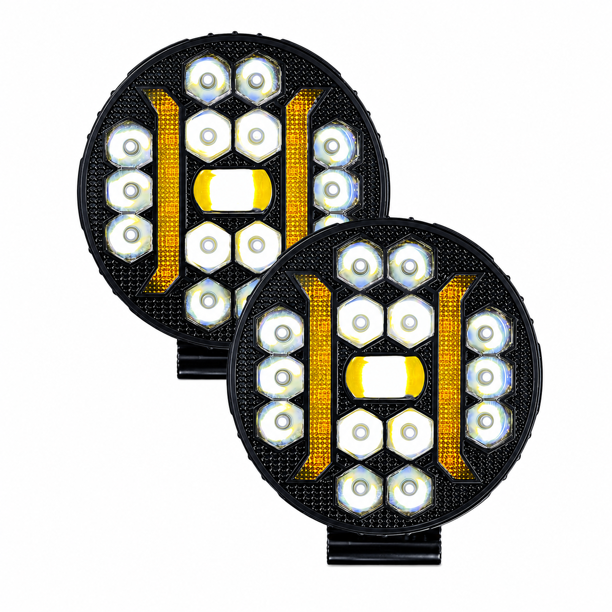 Faro LED redondo bicolor con lupa