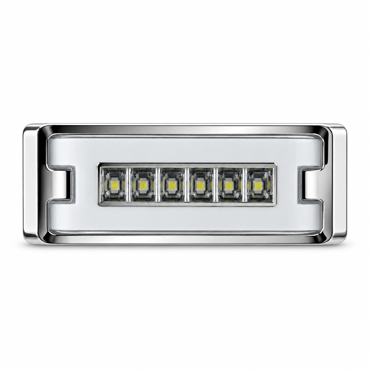 Plafón rectangular de 6 LED blanco con marco cromado y arillo en gel