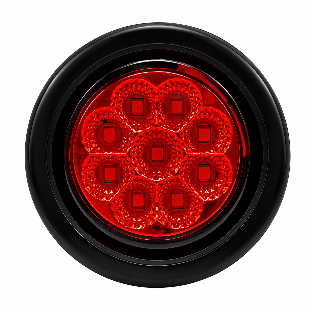 Plafón redondo de 9 LED rojo y marco negro