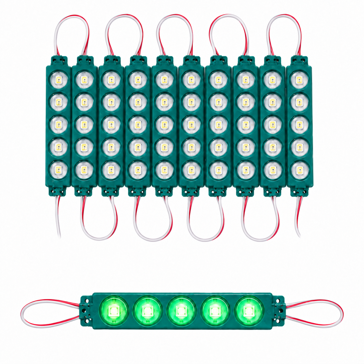 Módulo con 5 LED verde (tira de 10 piezas)