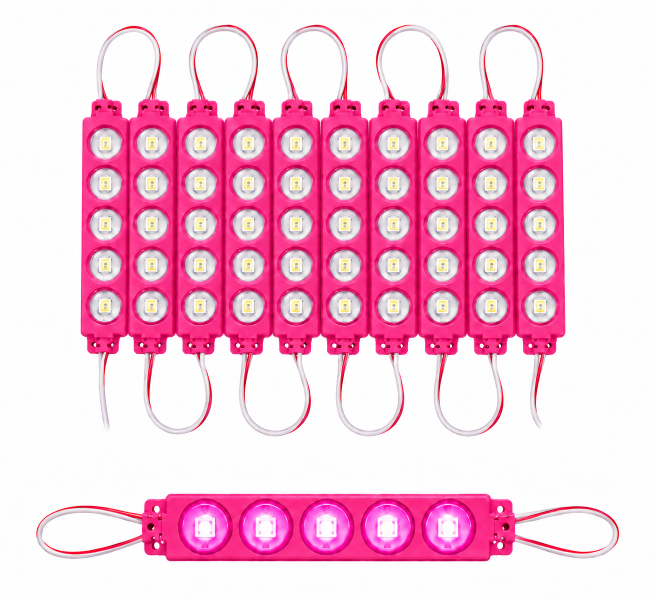 Módulo con 5 LED rosa (tira de 10 piezas)