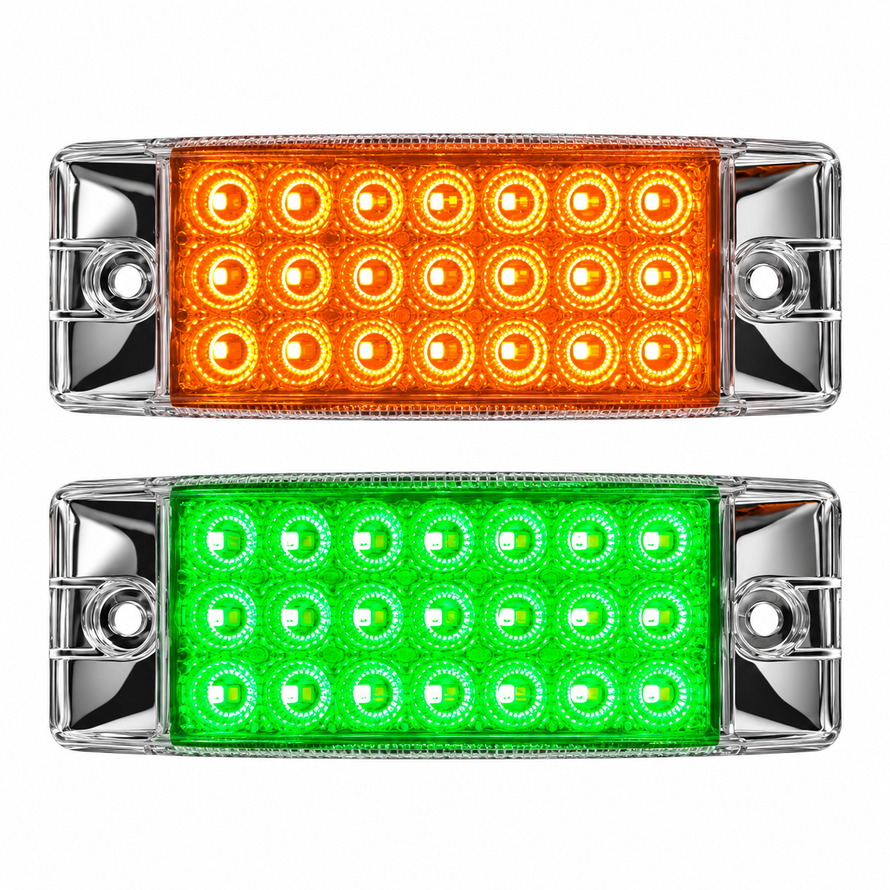 Plafón rectangular de 42 LED bicolor ámbar/verde — foto 1 de 2