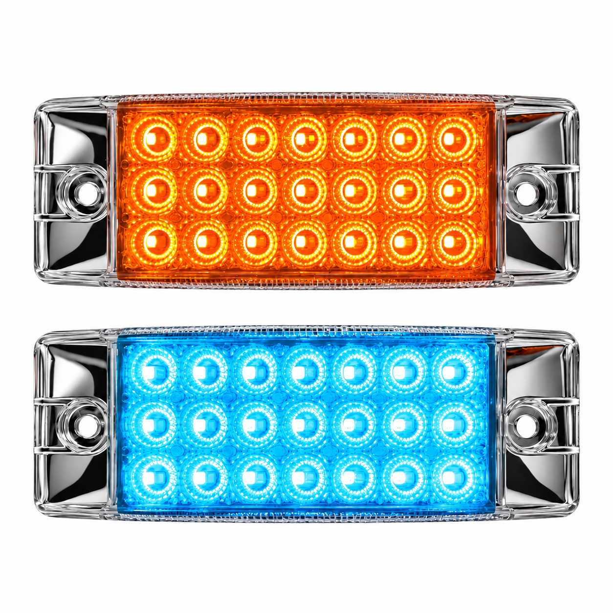 Plafón rectangular de 42 LED bicolor ámbar/azul hielo — foto 1 de 2
