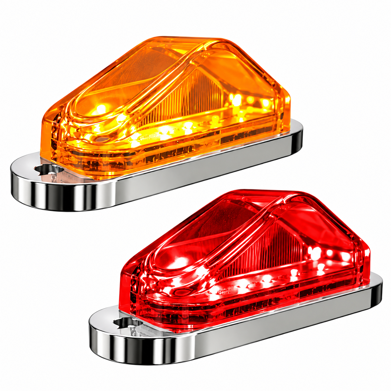 Plafón tipo piramide de 8 LED bicolor ámbar/rojo mica transparente — foto 1 de 2