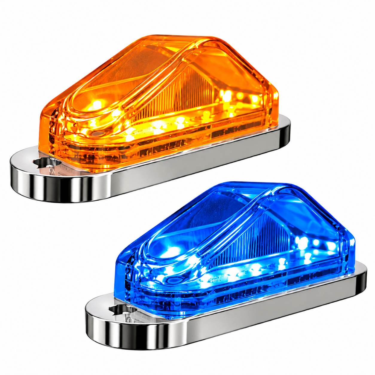 Plafón tipo piramide de 8 LED bicolor ámbar/azul mica transparente — foto 1 de 2