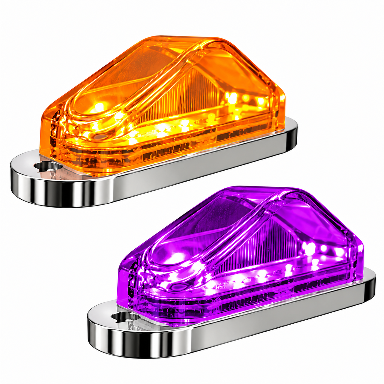 Plafón tipo piramide de 8 LED bicolor ámbar/morado mica transparente — foto 1 de 2