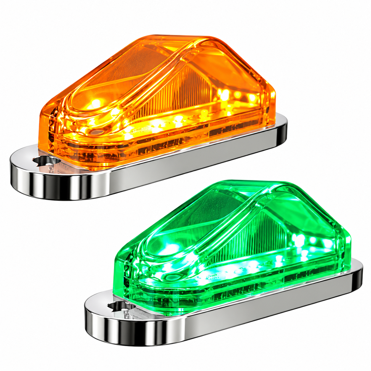Plafón tipo piramide de 8 LED bicolor ámbar/verde mica transparente — foto 1 de 2