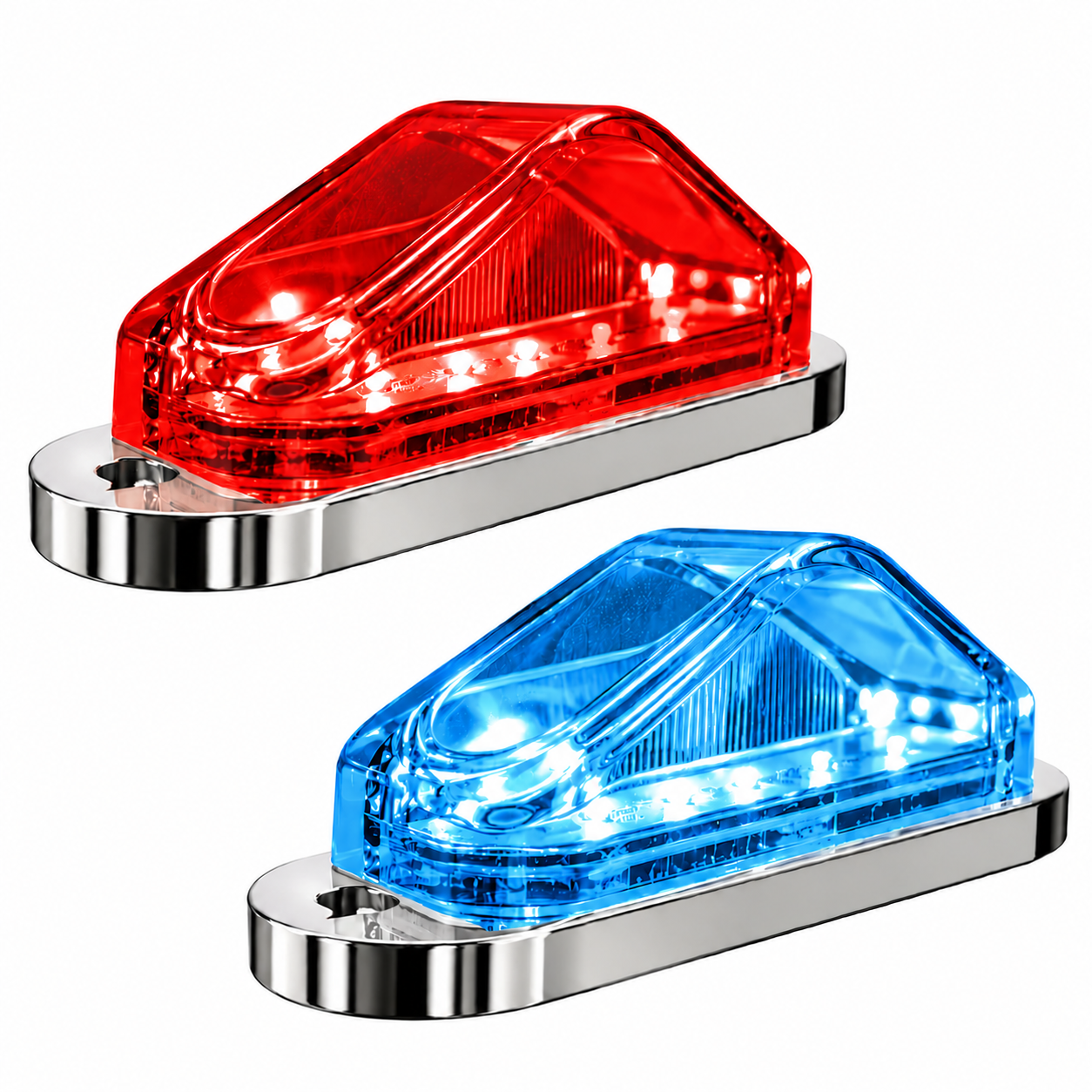 Plafón tipo piramide de 8 LED bicolor rojo/azul mica transparente — foto 1 de 2
