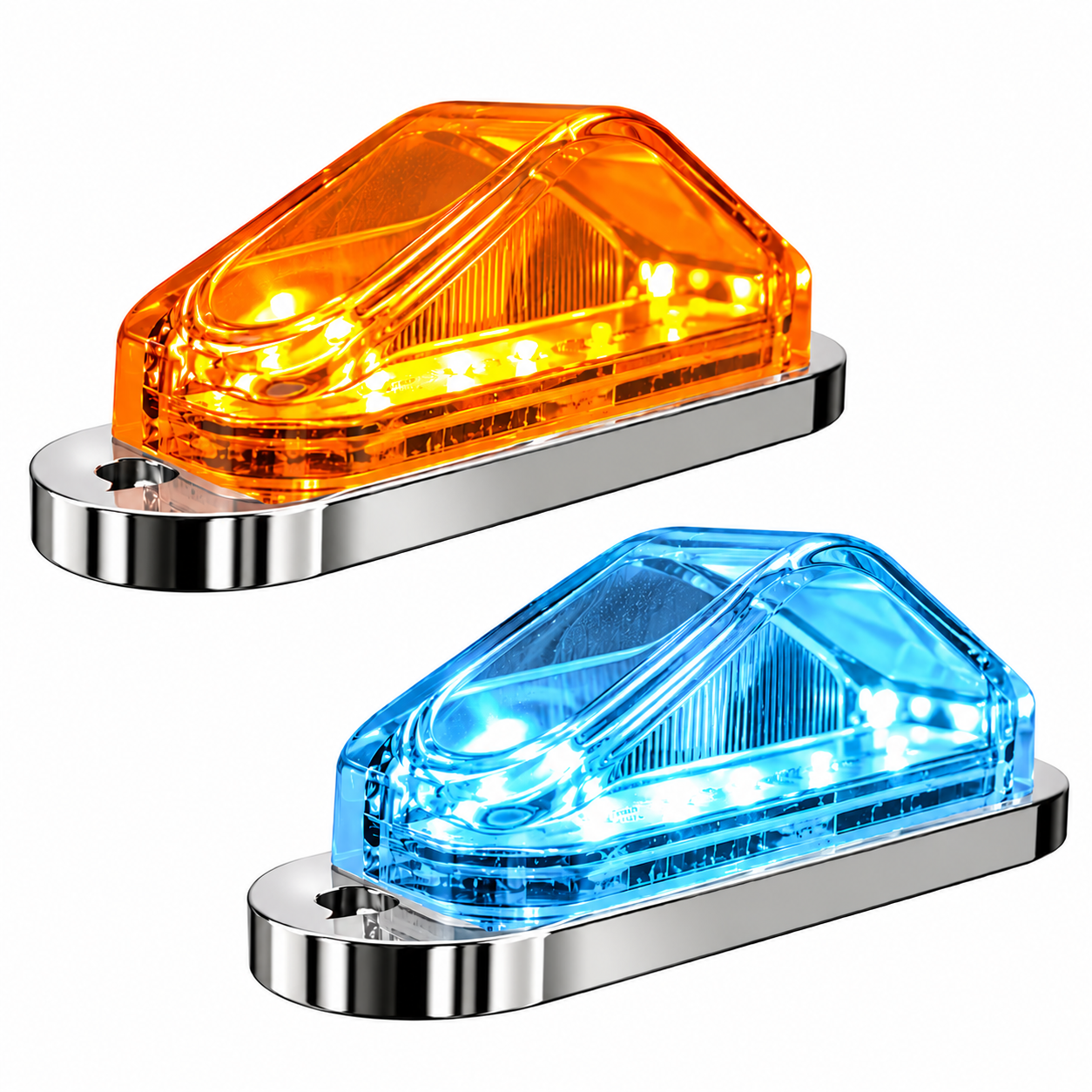Plafón tipo piramide de 8 LED bicolor ámbar/azul hielo mica transparente — foto 1 de 2