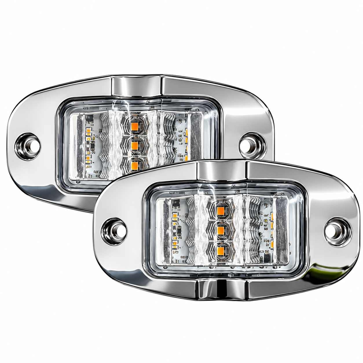 Plafón lateral de 18 LED bicolor ámbar/azul bicel cromado — foto 2 de 2