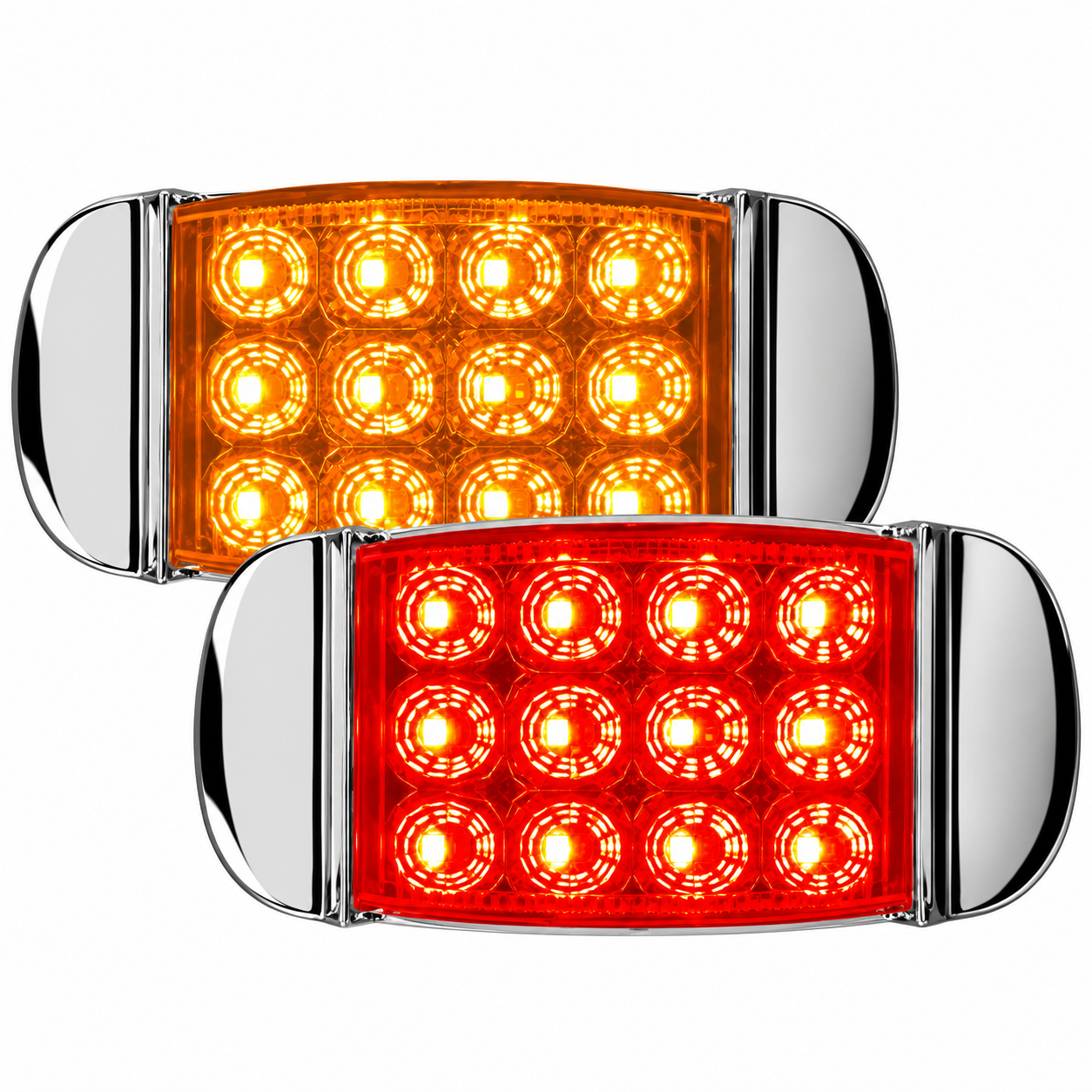 Plafón con 24 LED bicolor ámbar/rojo y bicel cromado — foto 1 de 2