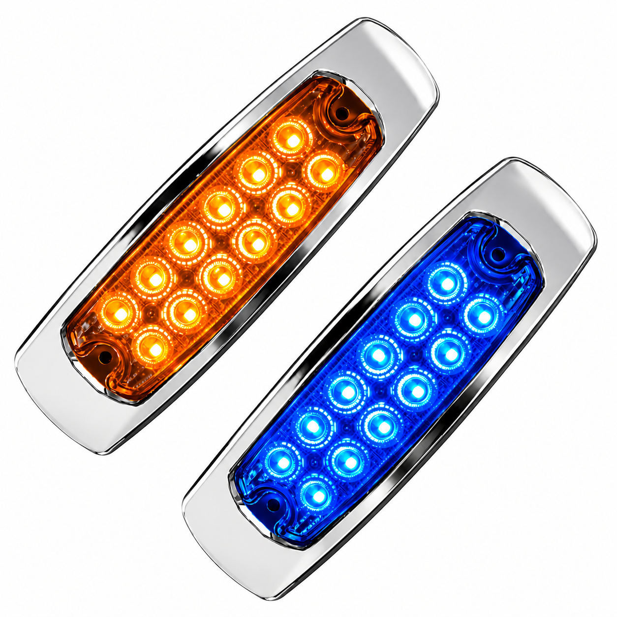 Plafón lateral de 24 LED bicolor ámbar/azul base cromada — foto 1 de 2