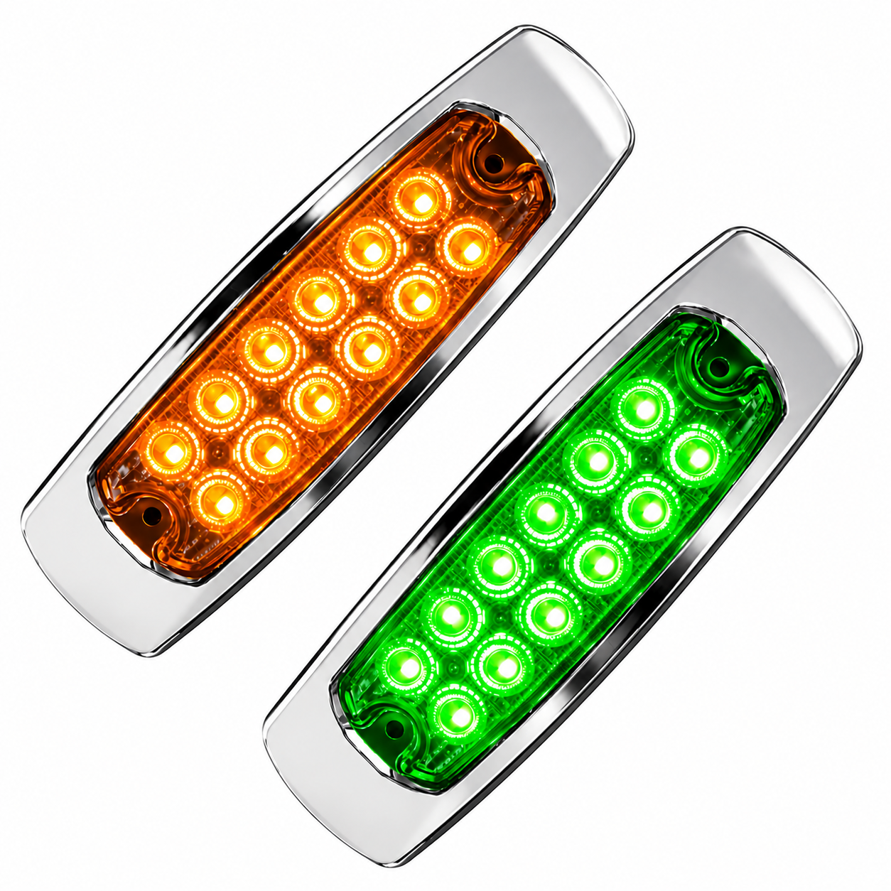 Plafón lateral de 24 LED bicolor ámbar/verde base cromada — foto 1 de 2