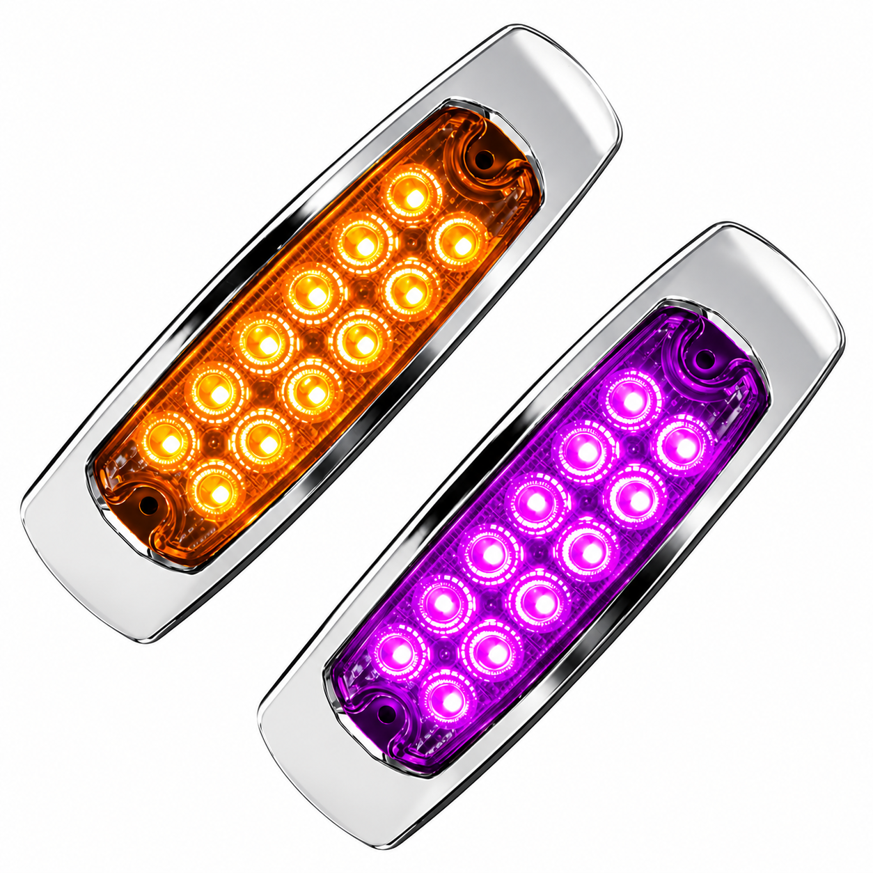 Plafón lateral de 24 LED bicolor ámbar/morado base de cromada — foto 1 de 2