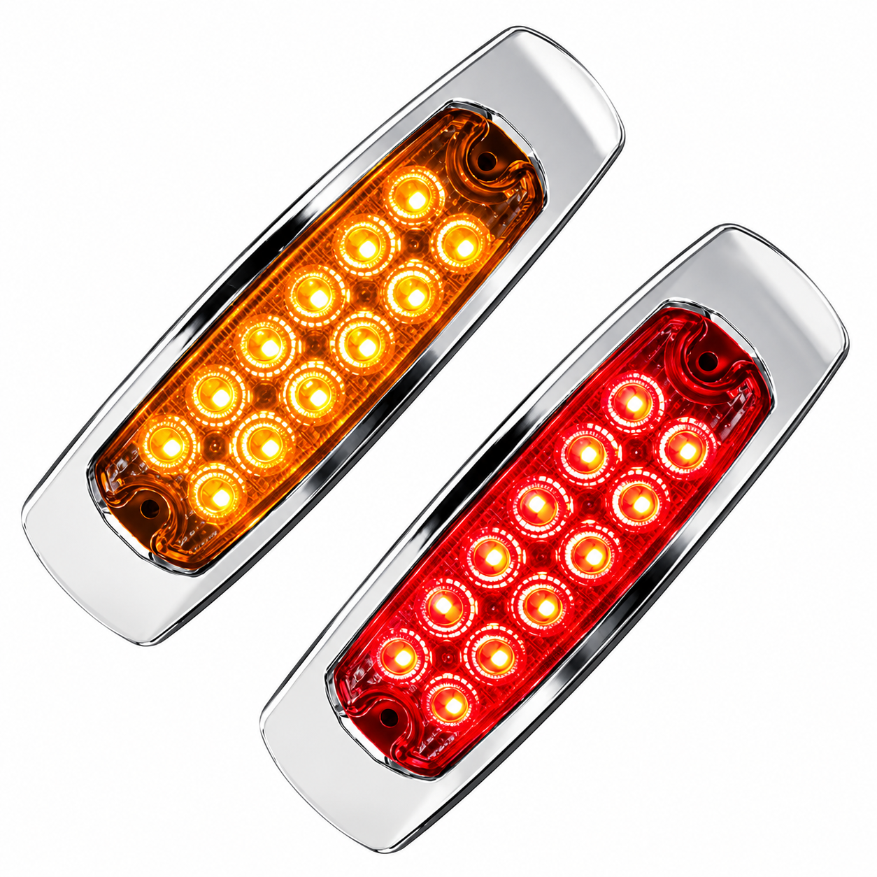 Plafón lateral de 24 LED bicolor ámbar/rojo base cromada — foto 1 de 2