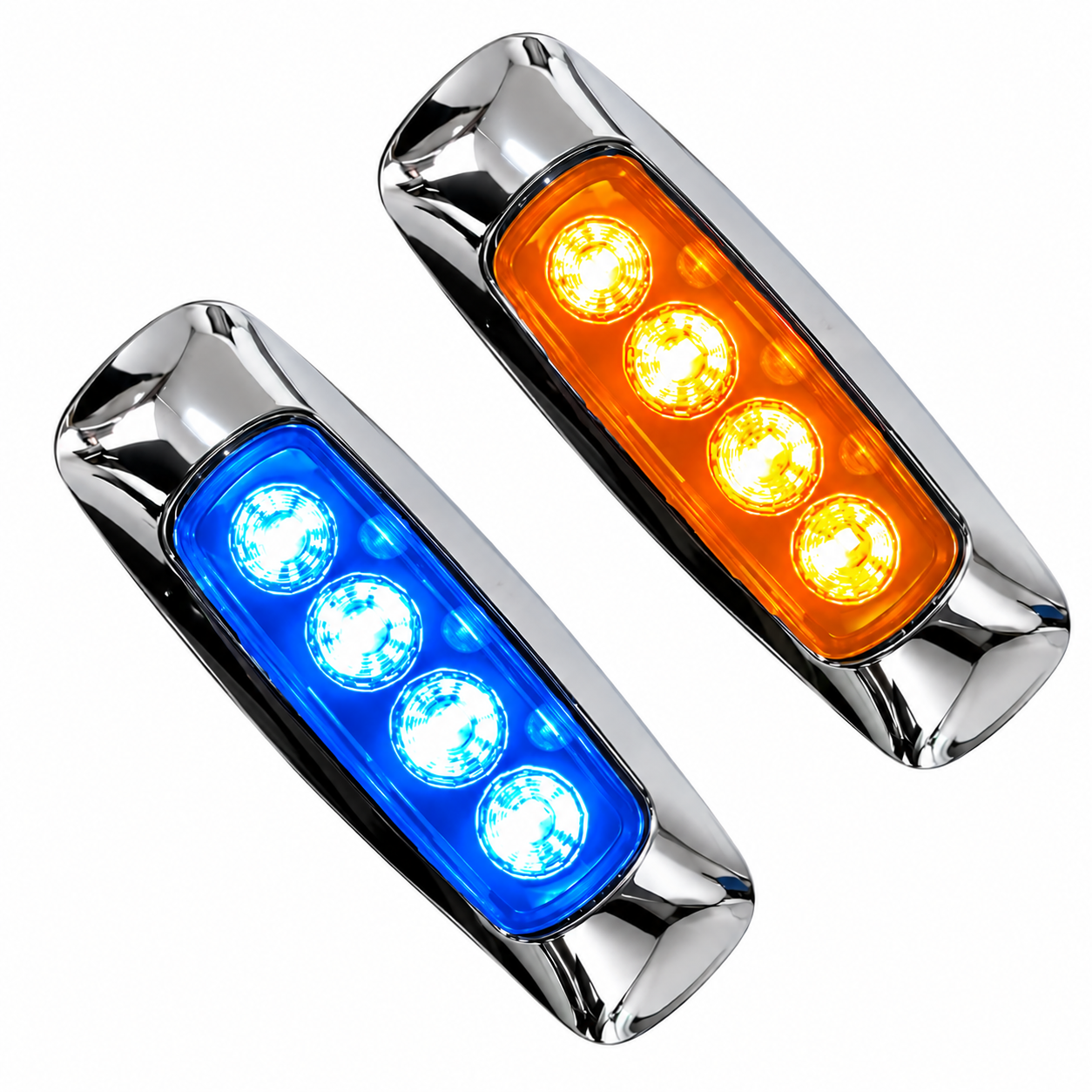 Plafón de 8 LED bicolor ámbar/azul base cromada — foto 1 de 2