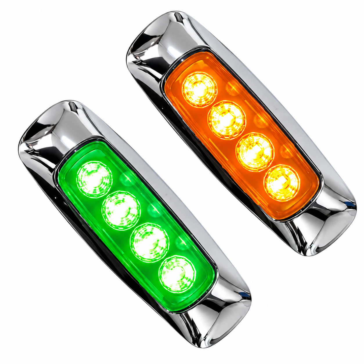 Plafón de 8 LED bicolor ámbar/verde base cromada — foto 1 de 2