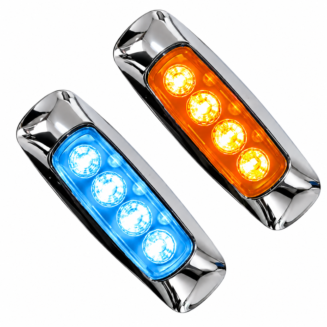 Plafón de 8 LED bicolor ámbar/azul hielo base cromada — foto 1 de 2