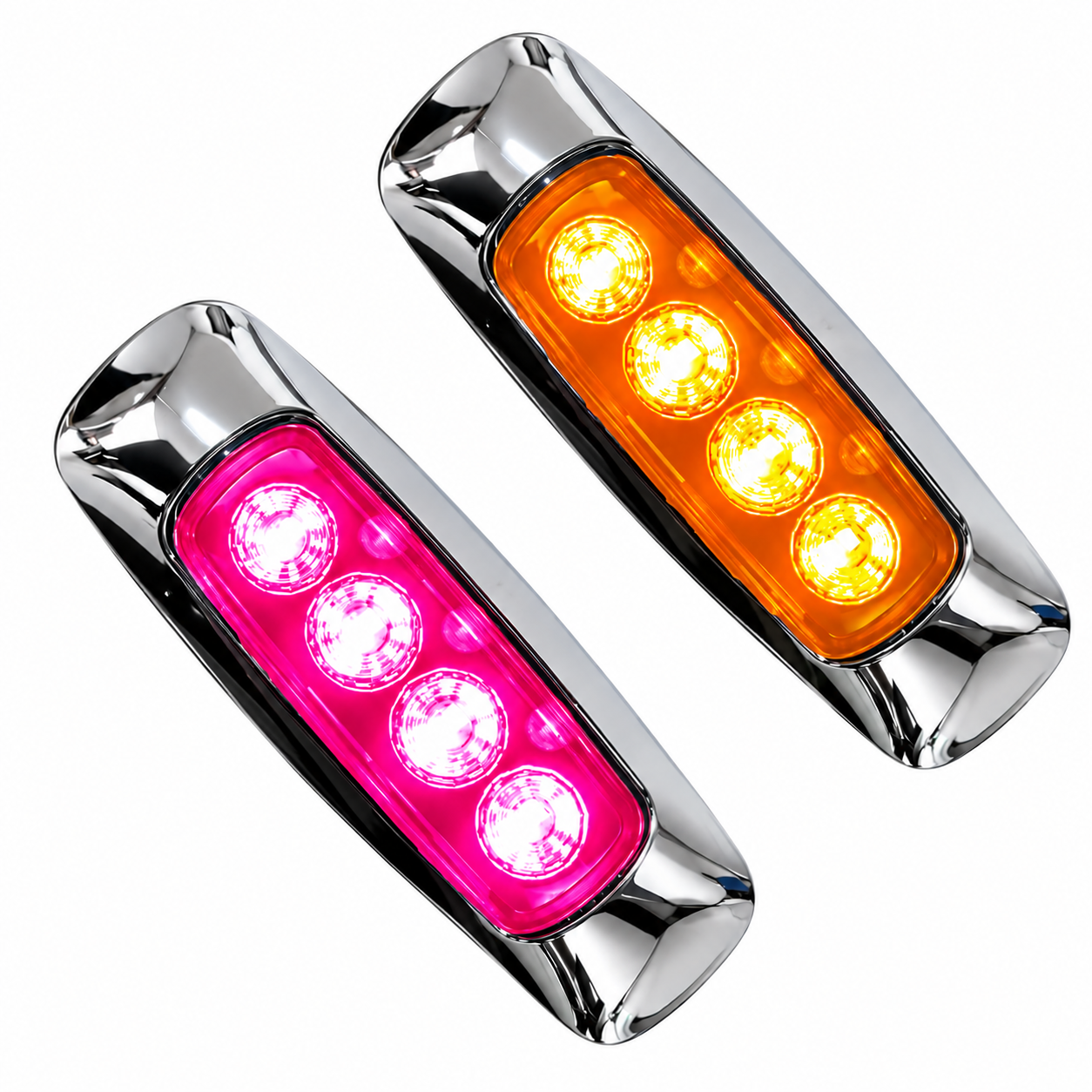 Plafón de 8 LED bicolor ámbar/rosa base cromada — foto 1 de 2