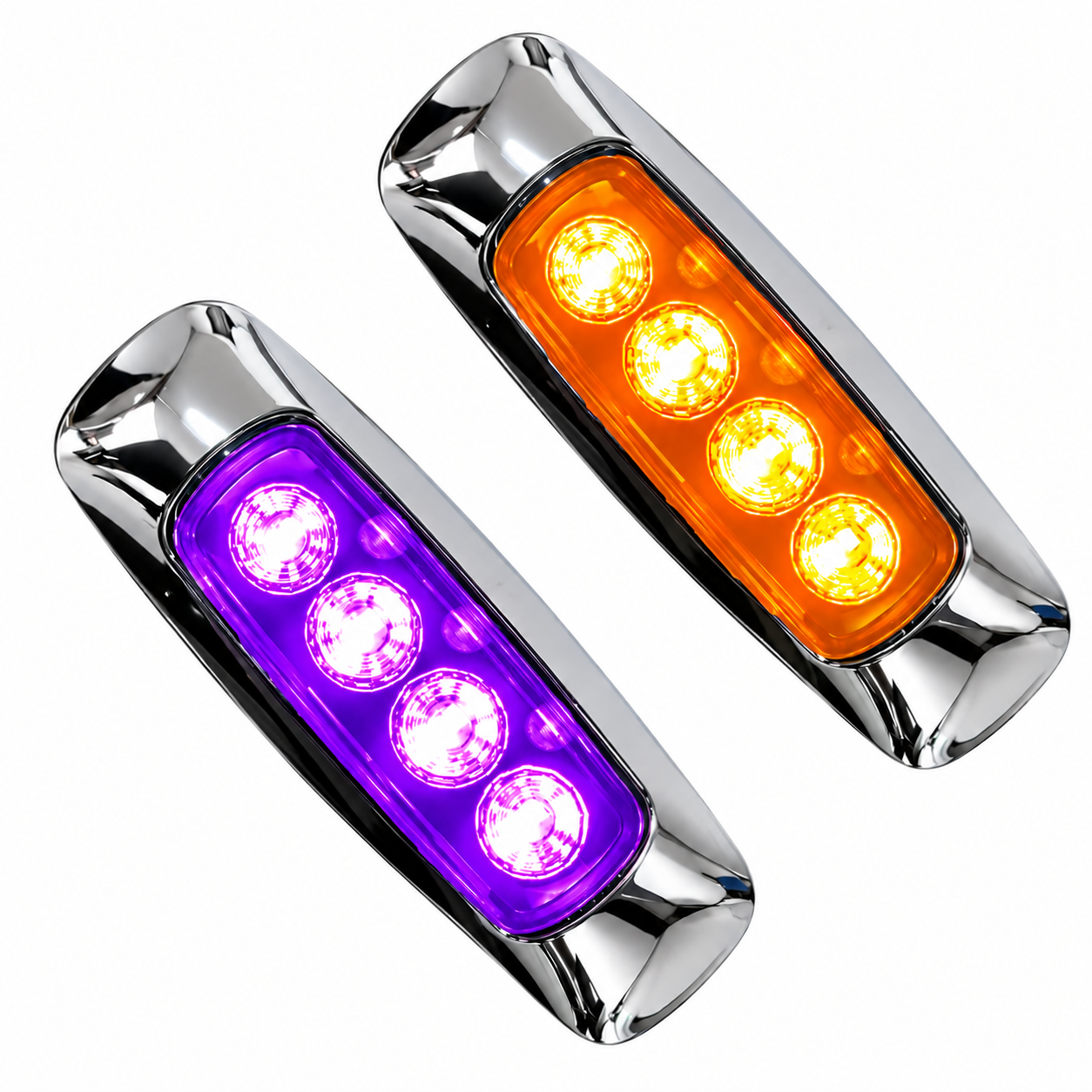 Plafón de 8 LED bicolor ámbar/morado base cromada — foto 1 de 2