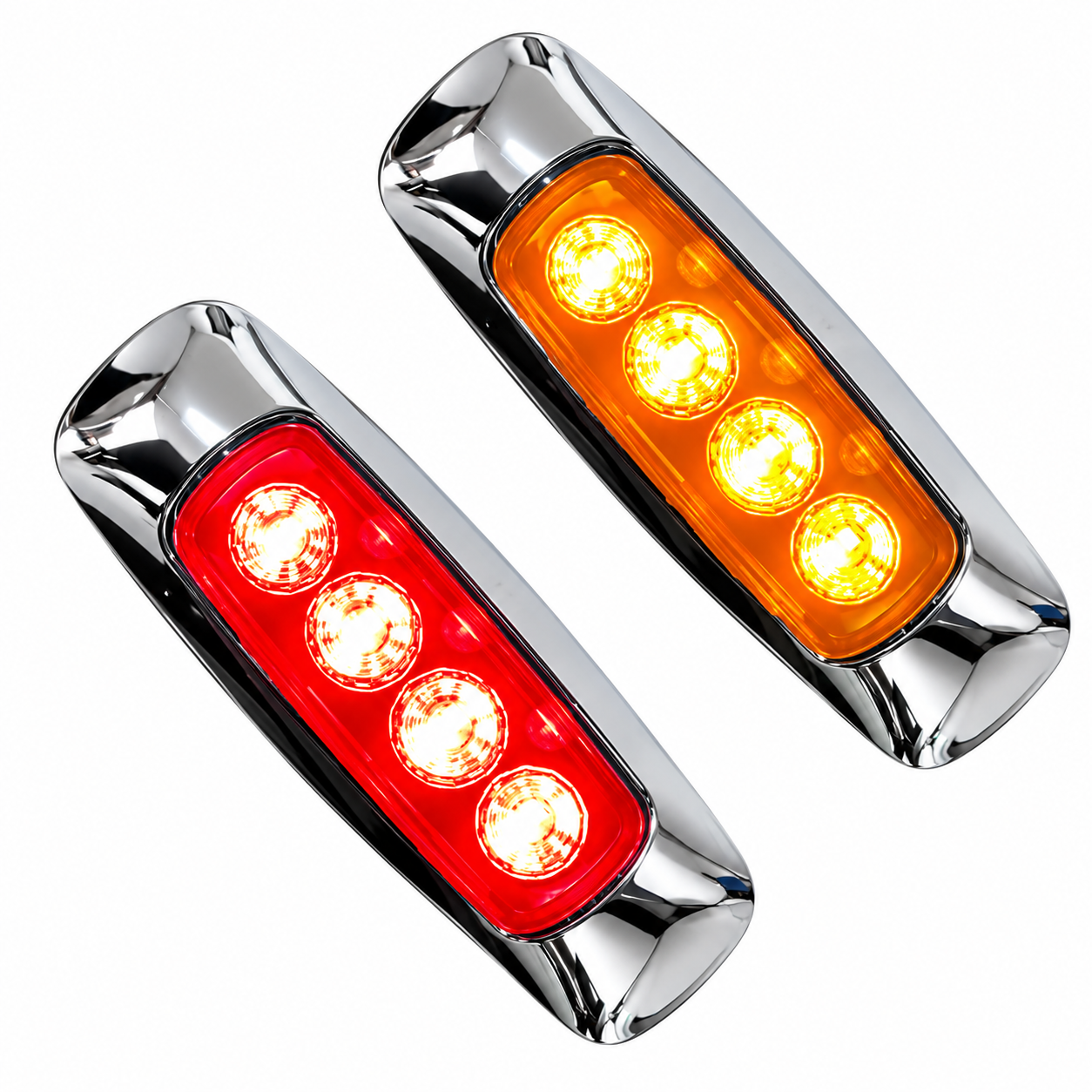 Plafón de 8 LED bicolor ámbar/rojo base cromada — foto 1 de 2