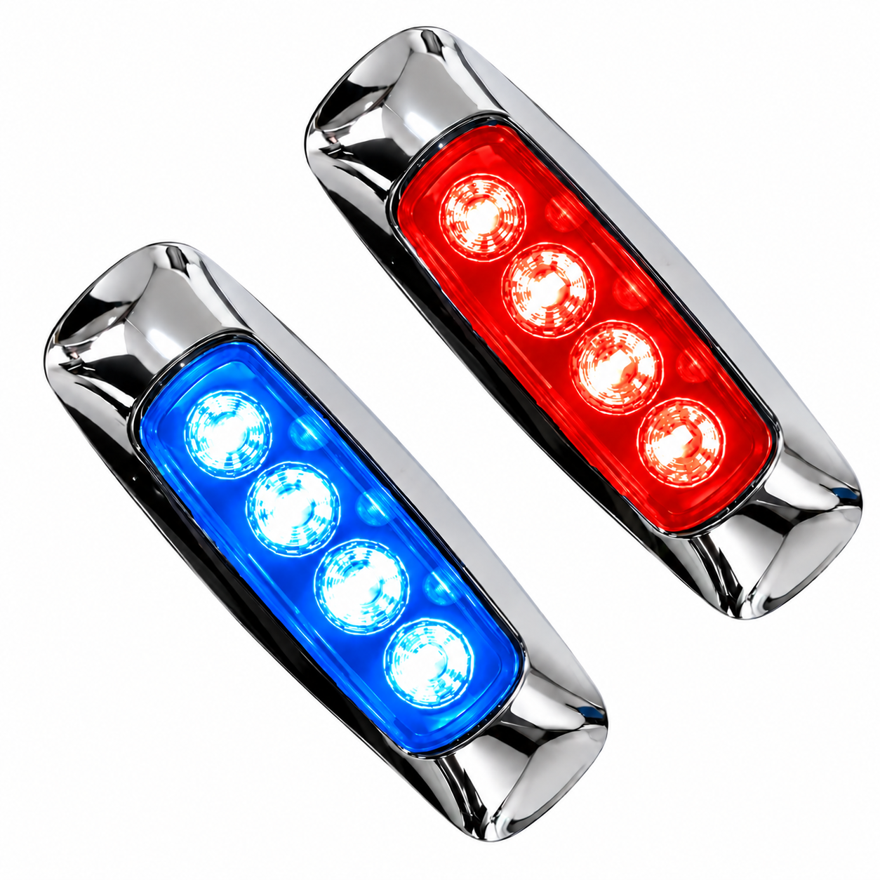 Plafón de 8 LED bicolor rojo/azul base cromada — foto 1 de 2