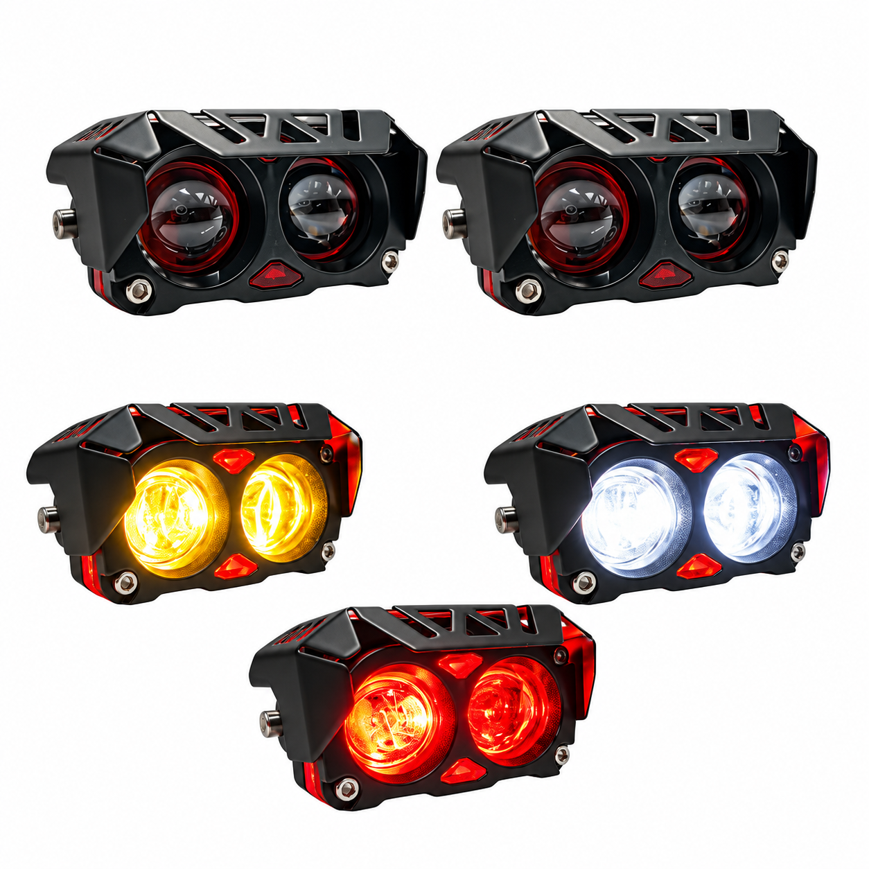 Faro LED para moto con 2 lentes tricolor