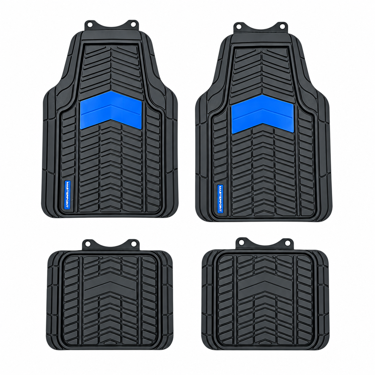 Tapete de 4 piezas Masterpoint de PVC con acabados en azul