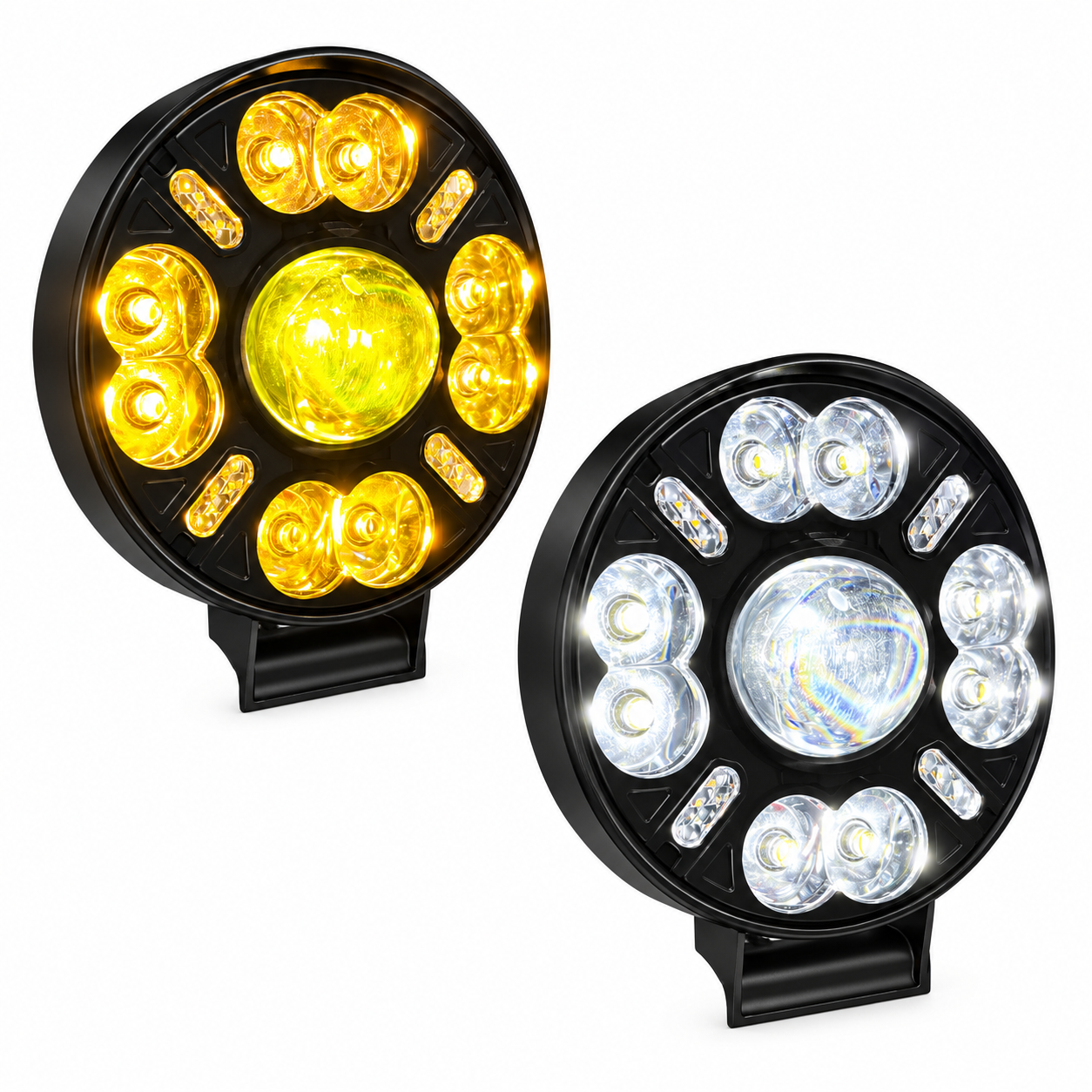 Faro redondo mini de 13 LED con lupa y estrobo blanco/ámbar — foto 2 de 2